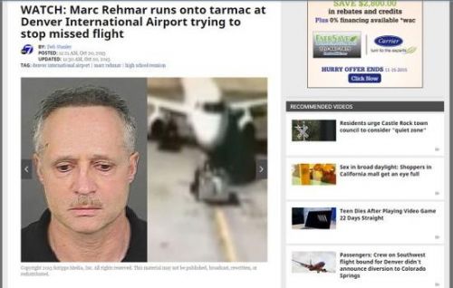 美国一名男子为了赶参加高中同学会，竟用肉身阻挡飞机起飞。