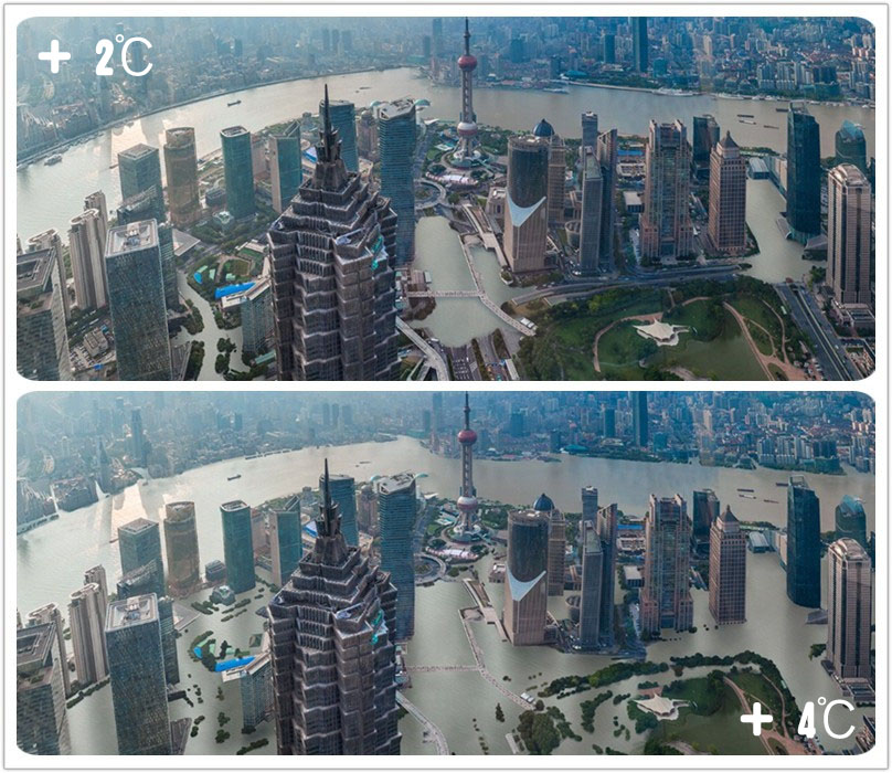 震撼！全球气温升高2度和4度会让我们的家园变成什么样子？