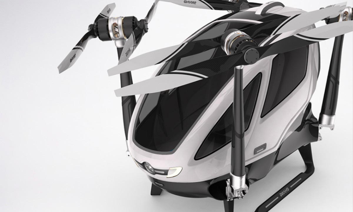 中国亿航公司CES推出全球首款载人无人机亿