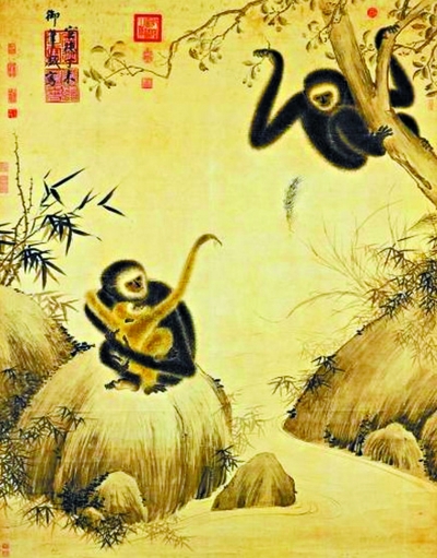 《戏猿图》（明） 朱瞻基