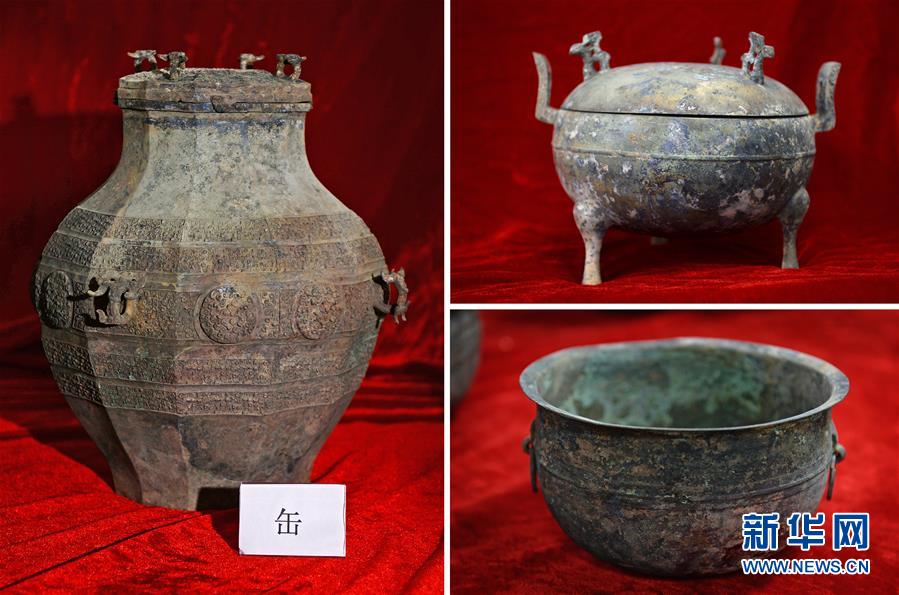 这是海昏侯墓出土的青铜器（11月6日摄）。 新华社记者 万象 摄