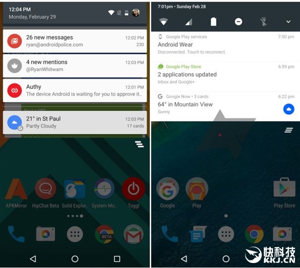 Android 7.0再曝官方截图：通知栏变样了