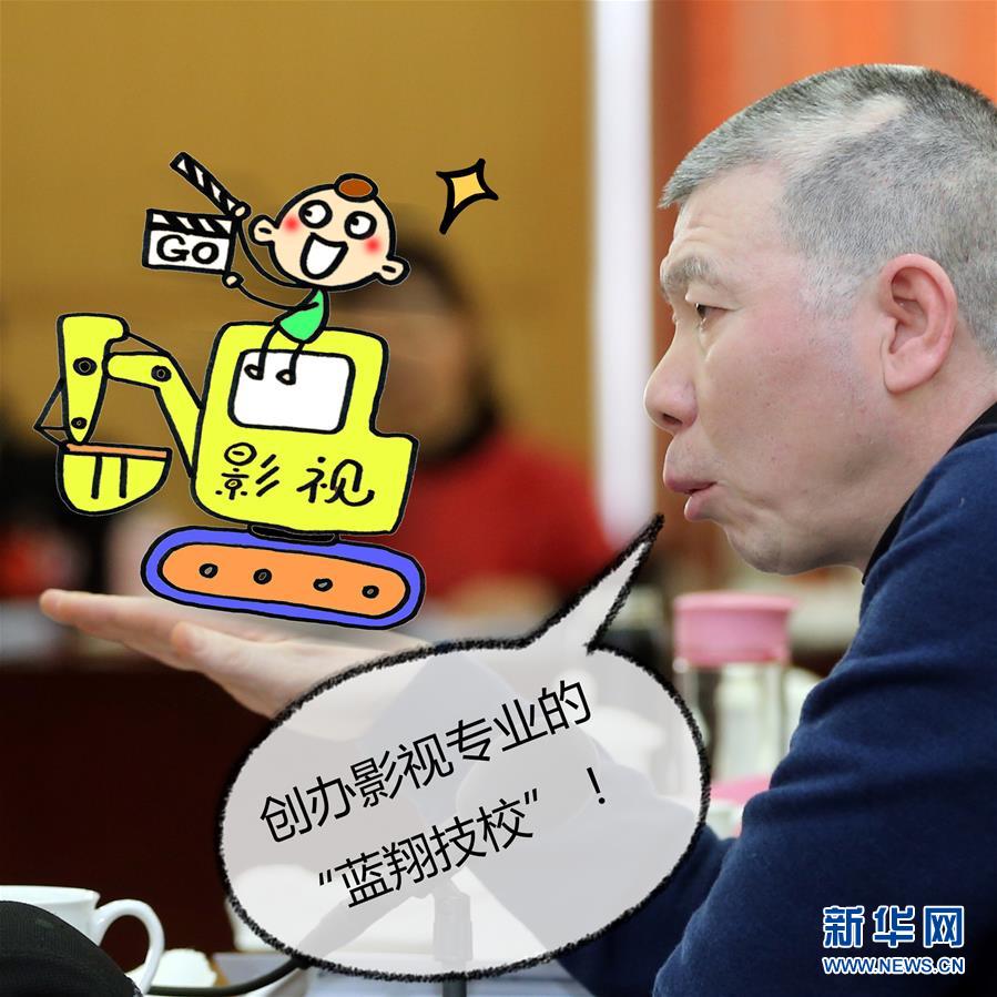 3月7日，全国政协委员冯小刚在小组会议中发言。 摄影：新华社记者殷刚制图：新华社记者陈子夏