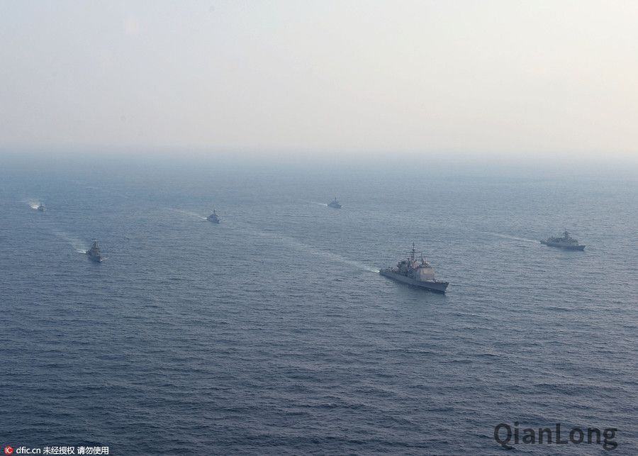 韩国海军公布韩美海军鹞鹰联合军演图片-千