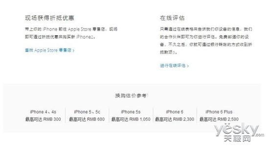 苹果调整iPhone以旧换新估价 6Plus抵2500元
