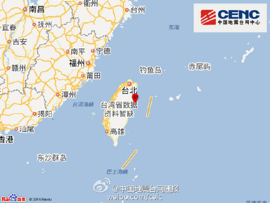 台湾花莲县海域发生4.3级地震震源深度10千米