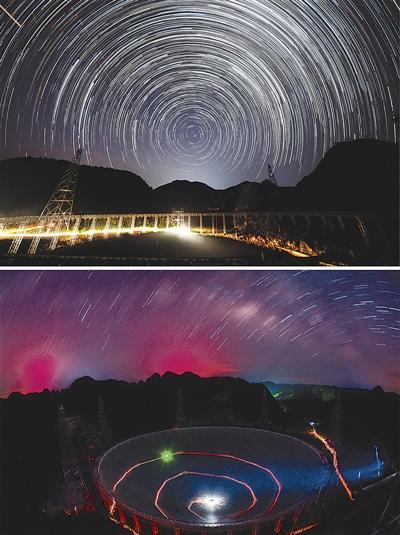 2016年6月27日拍摄的FAST夜景。