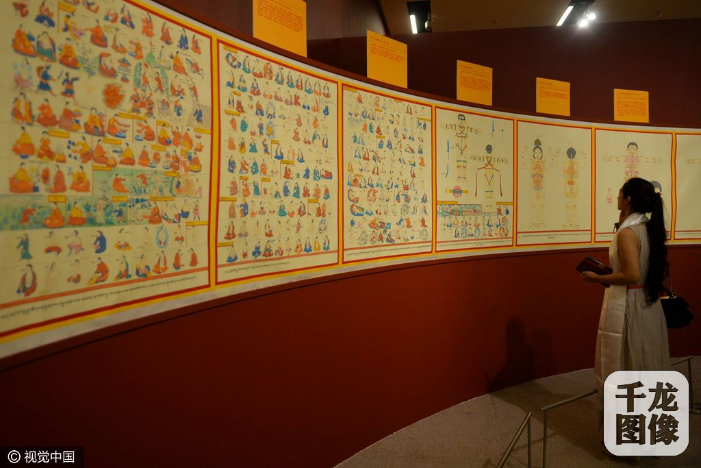 藏医药经典《四部医典》曼唐长卷亮相国博(2)