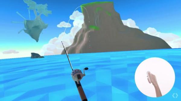 通过新的控制手柄进行VR游戏体验。