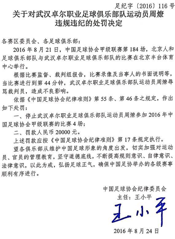 足协罚单