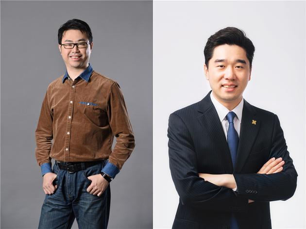 左为众安保险副总经理 吴逖；右为开鑫贷总经理 周治翰