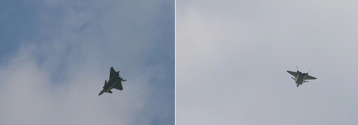 网友拍摄黄色涂装国产歼-20战机试飞 未喷涂任