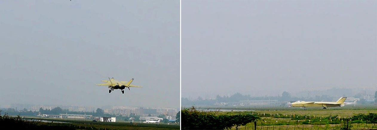 网友拍摄黄色涂装国产歼-20战机试飞 未喷涂任