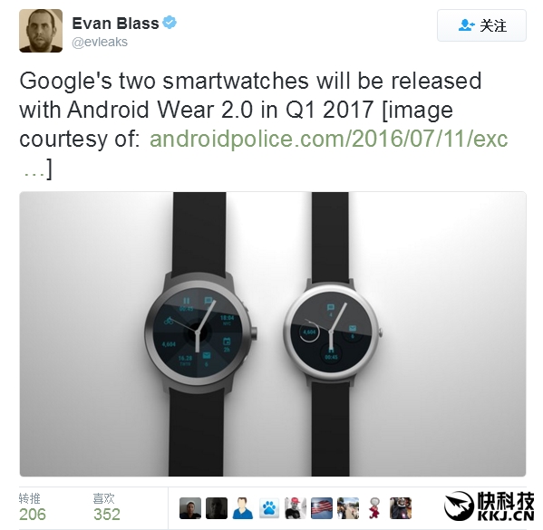 全新品类！谷歌两款智能手表发布曝光：Wear 2.0