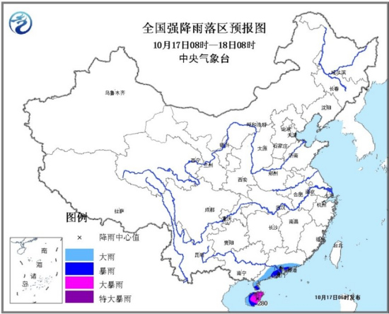 气象台发布暴雨预警广东南部和海南岛大雨或暴雨