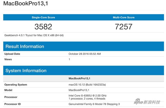 新MacBook入门版跑分