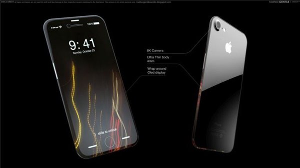 苹果iPhone8概念手机设计：玻璃机身，超薄环绕式屏幕