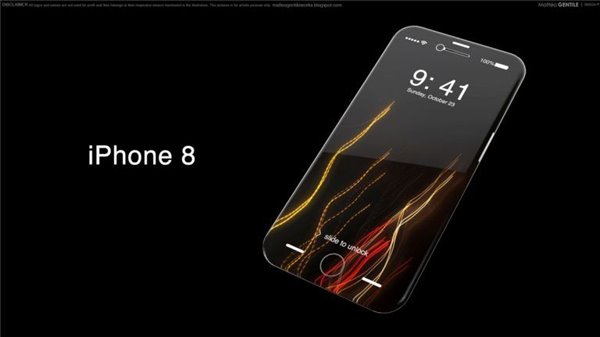 苹果iPhone8概念手机设计：玻璃机身，超薄环绕式屏幕