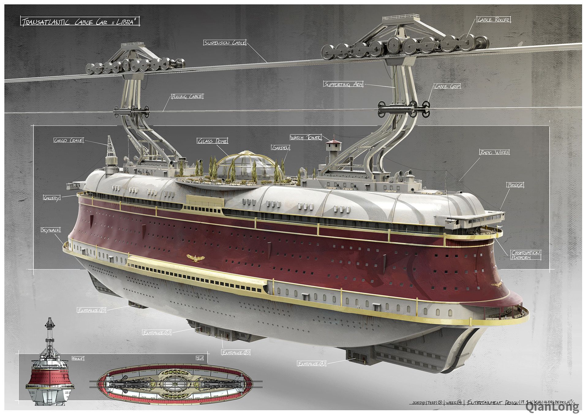 俄罗斯画家的空中游轮 比超级航母还要大N倍(