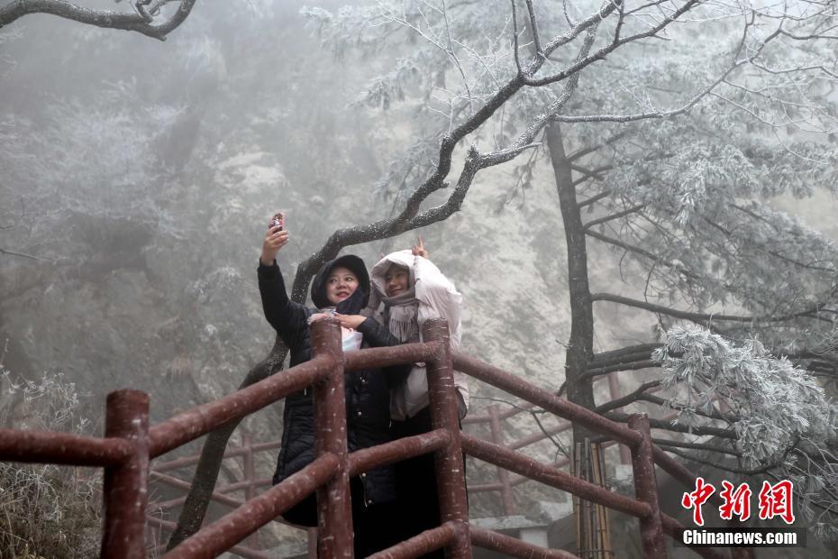 河南老君山现雾凇景观玉树琼枝美如画