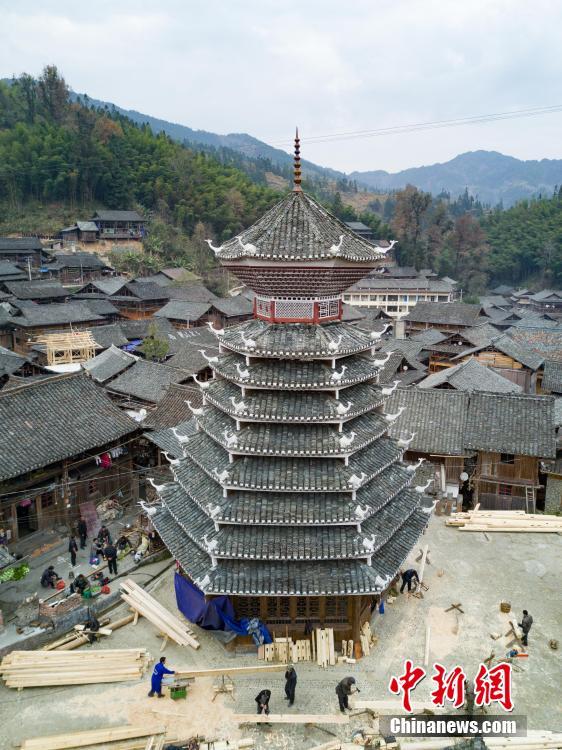 航拍贵州传统村落大利侗寨