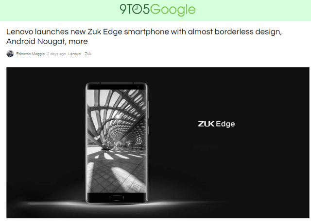外媒眼中的联想ZUK Edge  颜值高实力强 