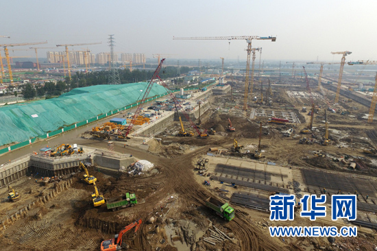 建设中的北京城市副中心行政办公区工程（9月30日摄）。新华社记者 鞠焕宗 摄