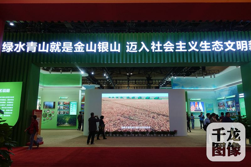 近日，&ldquo;砥砺奋进的五年&rdquo;大型成就展在北京展览馆开幕。图为&ldquo;绿水青山就是金山银山 迈入社会主义生态文明新阶段&rdquo;展区。千龙网记者 王大治摄