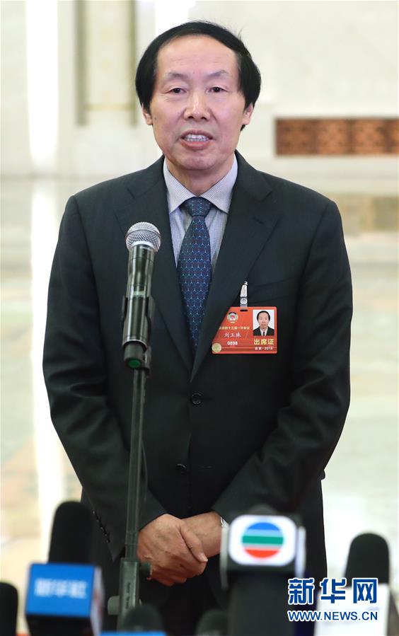 　3月3日，中国人民政治协商会议第十三届全国委员会第一次会议在北京人民大会堂开幕。这是国家文物局局长刘玉珠在接受采访。新华社记者 邢广利 摄