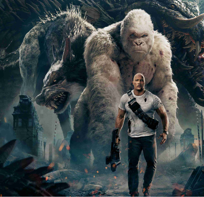 《狂暴巨兽》曝预告 强森救“猩”心切狙击巨兽