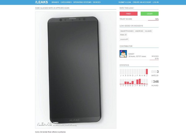 华为Mate 20真机再曝!超窄边框全面屏 华为Mate 20真机再曝!超窄边框全面屏
