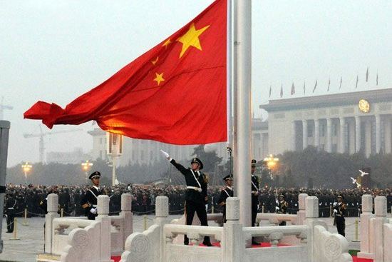 北外附中观天安门升旗仪式
