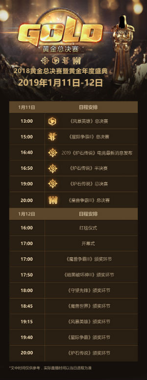 2018黄金总决赛暨黄金年度盛典观看指南