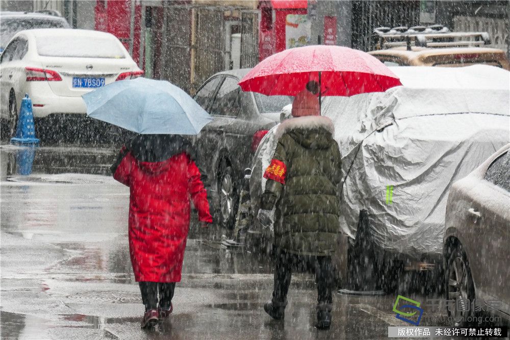 2020年2月14日，北京，大雪，东城区宝珠子胡同社区志愿者们仍然坚守着各自的岗位，为防控疫情尽心尽责。乔健摄 千龙网发