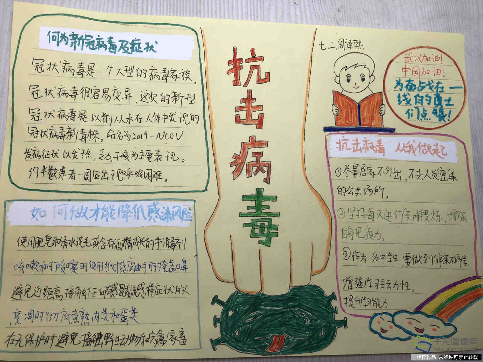 “抗击病毒，从我做起”手抄报--十三分七年级2班周泽熙_meitu_11