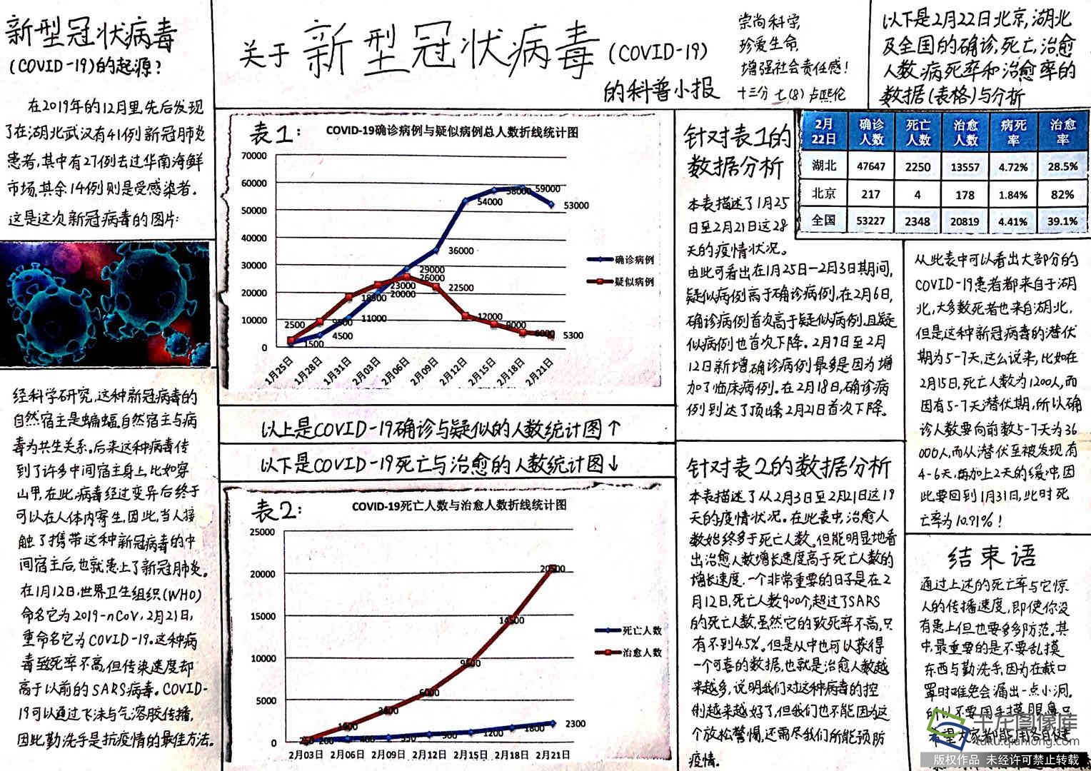 防疫抗疫 从我做起|北京十三中分校卢熙伦：关于新冠病毒科普小报