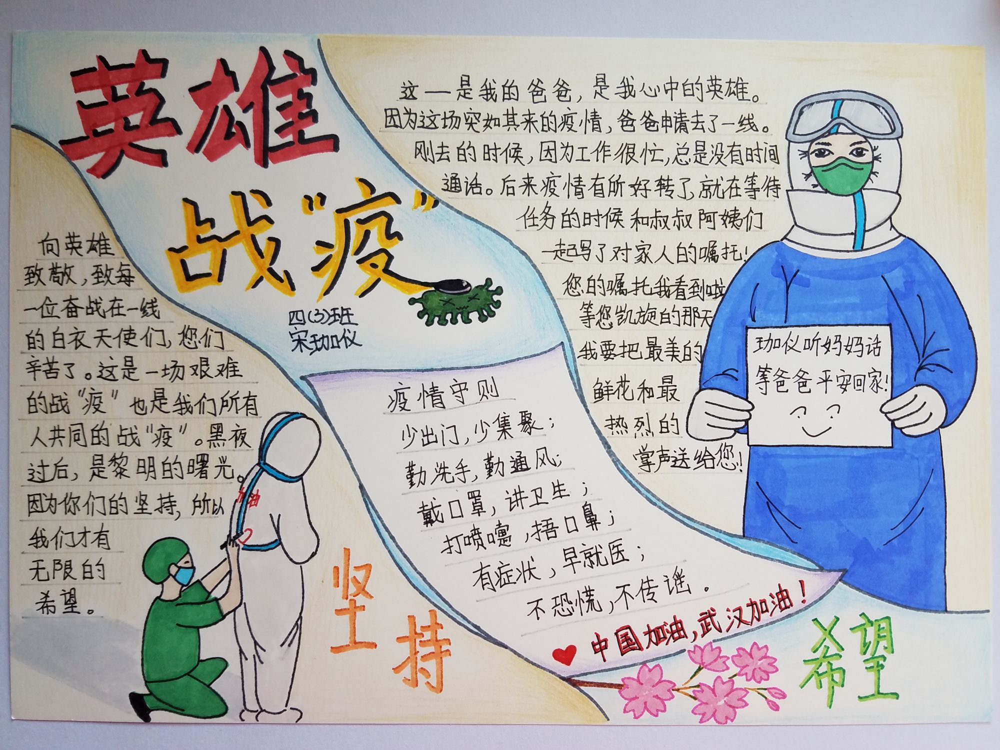 《英雄战“疫”》手抄报  宋珈仪  宣武回民小学