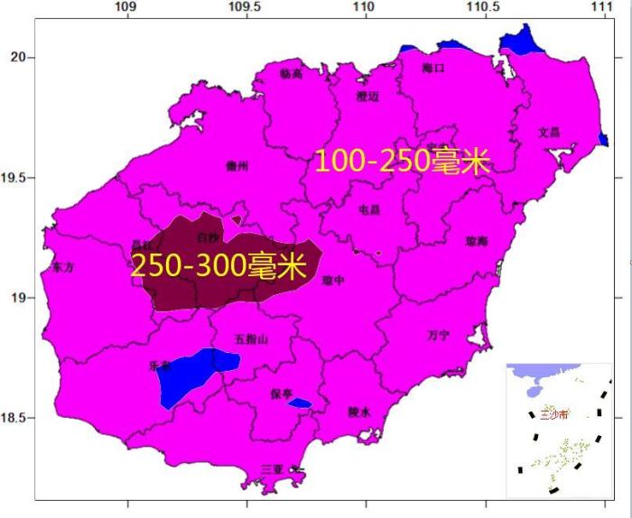 2021年10月12日08时～14日20时累积雨量预报图。海南省气象服务中心 供图
