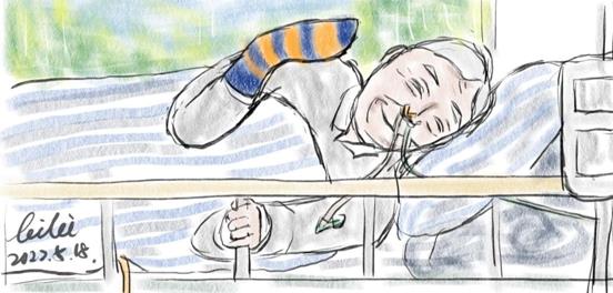 朱蕾蕾笔下患者微笑的漫画。受访者供图