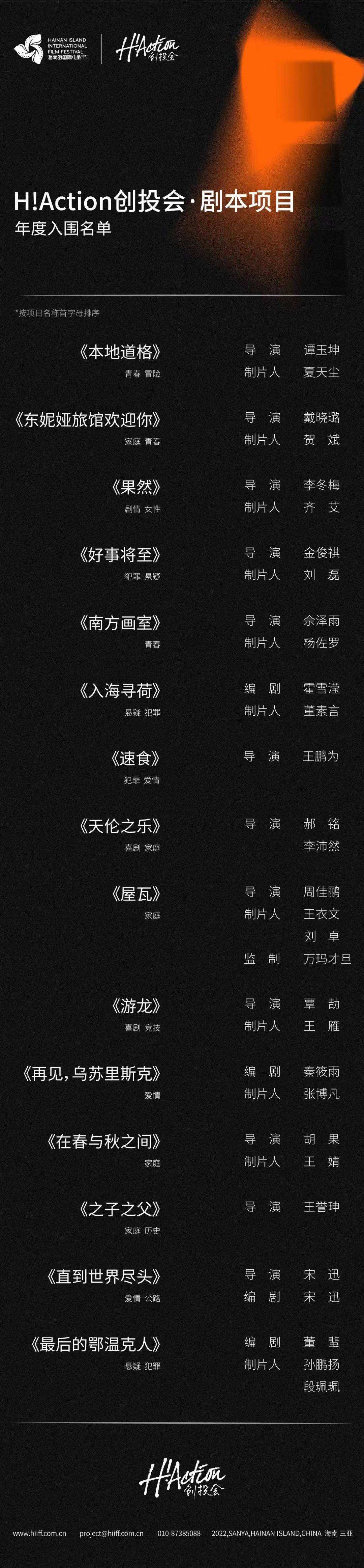 探索光影未来！2022海影节H!Action创投会评审团公开