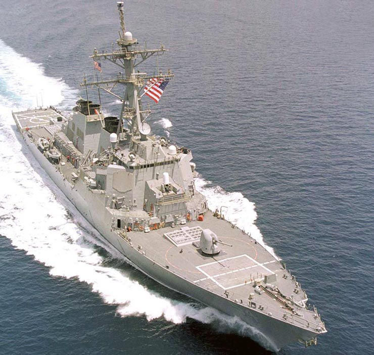 资料图:美国海军"阿利·伯克"级导弹驱逐舰"柯蒂斯·威尔伯"号(uss
