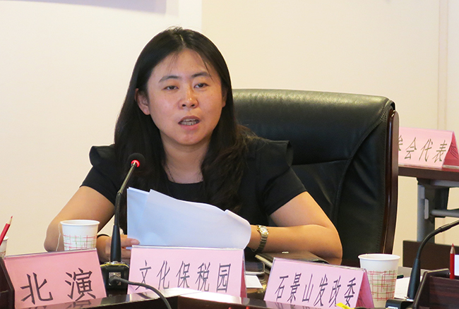 北京歌华美术公司总经理高颖介绍国家对外文化贸易基地(北京)天竺综合