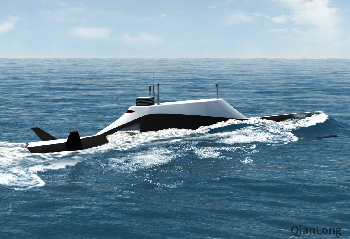 dcns公布的smx-25潜艇在水面航行的效果图