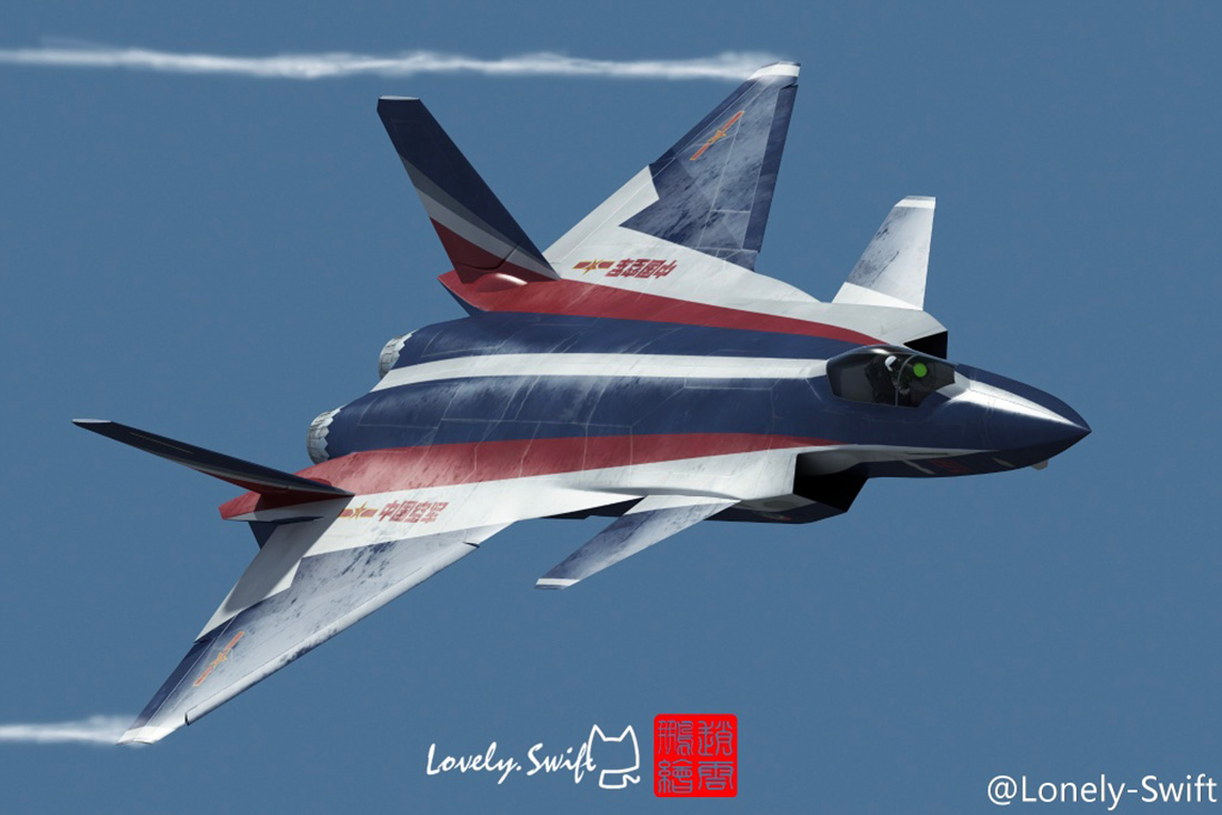 网友绘制"八一"飞行表演队涂装版歼-20战机-千龙网·中国首都网