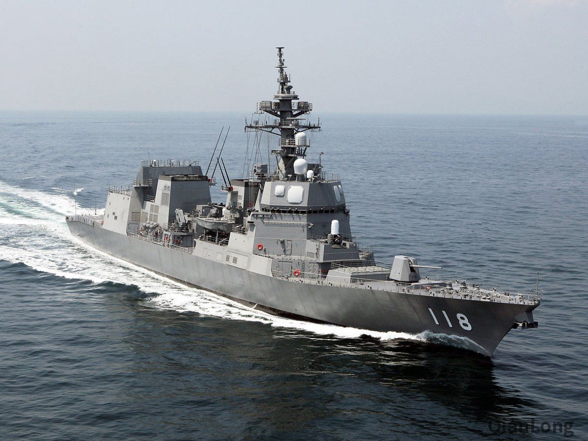 资料图:日本海上自卫队的ddg-118"冬月"号导弹驱逐舰.