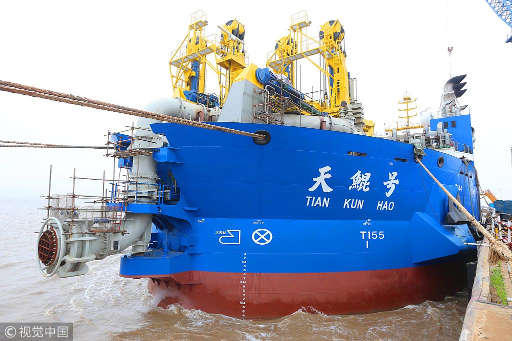 国产亚洲最大造岛神器天鲲号开始首次海试每小时可挖出一个足球场