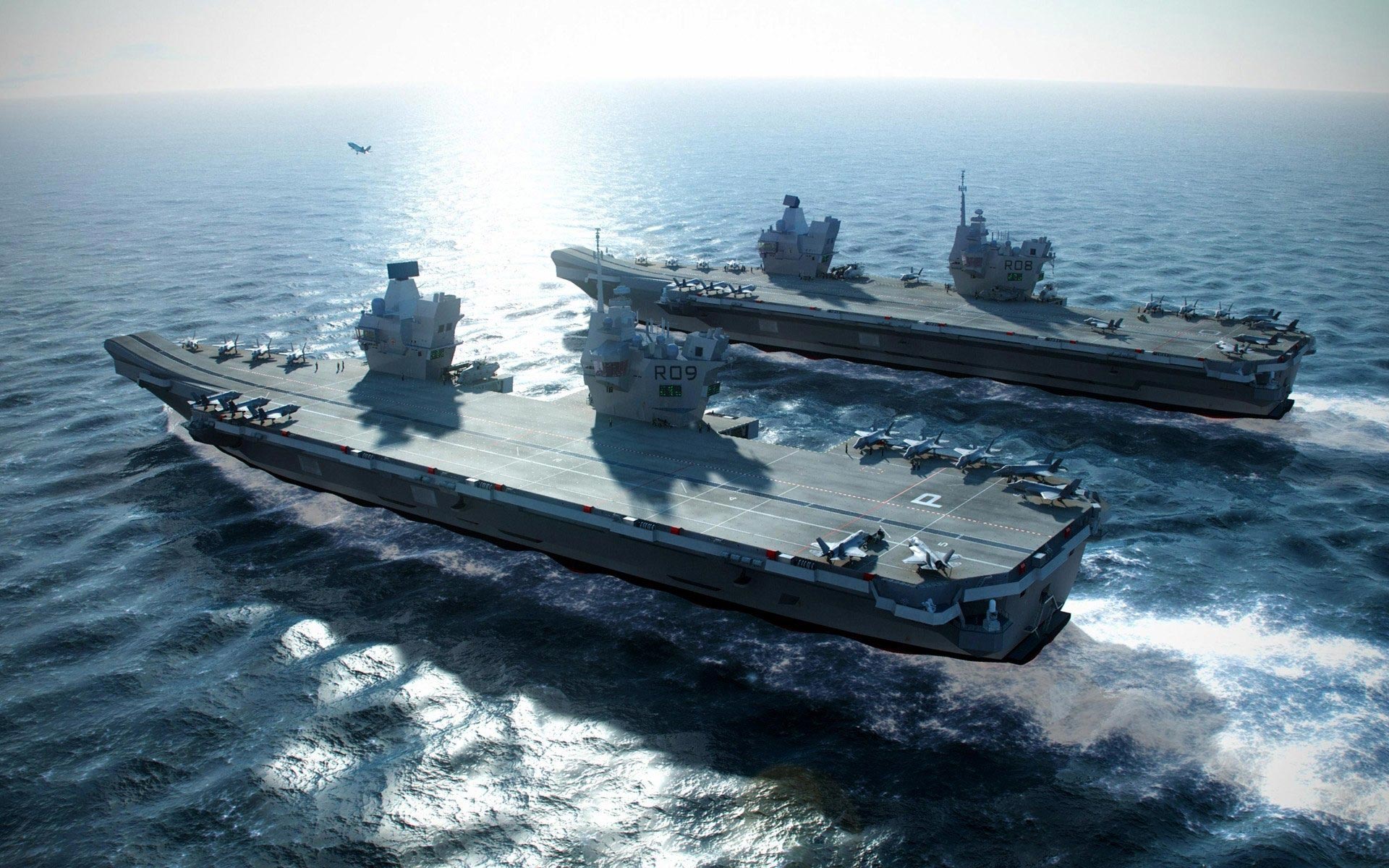 elizabeths r08)与"威尔士亲王"号(hms ark royal r09)常规动力航母