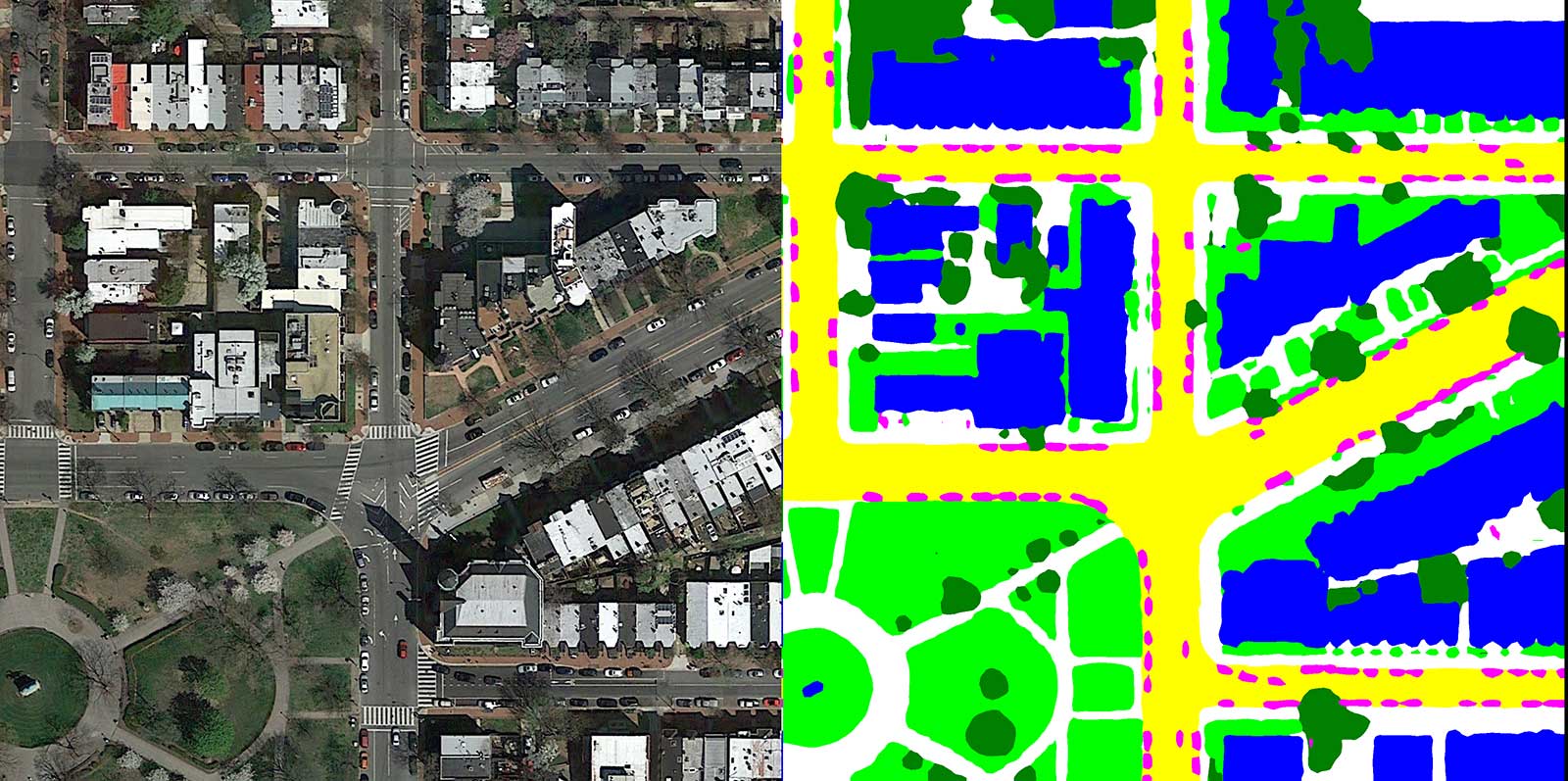 资料图:用于此次比赛的卫星照片,左边的为卫星拍摄的可见光图像,右侧