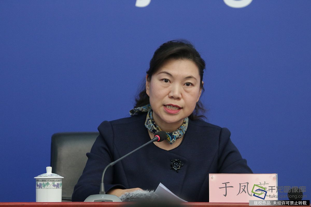 图为北京市人民政府台湾事务办公室副主任于凤英介绍《关于深化京台经济文化交流合作的若干措施》的有关情况。