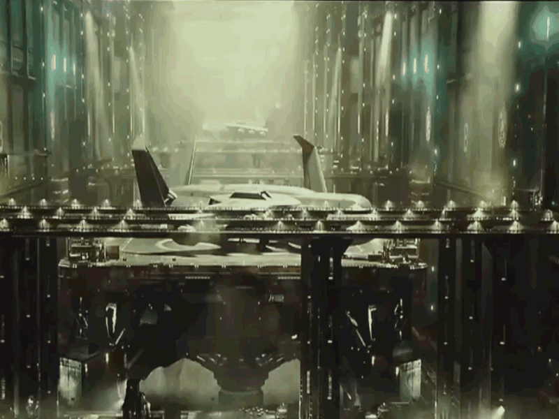 图为影片中的重型运输机动态图.